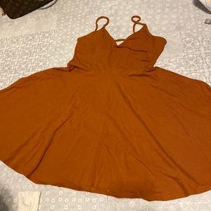 Burnt Orange Flirty Skater Dress